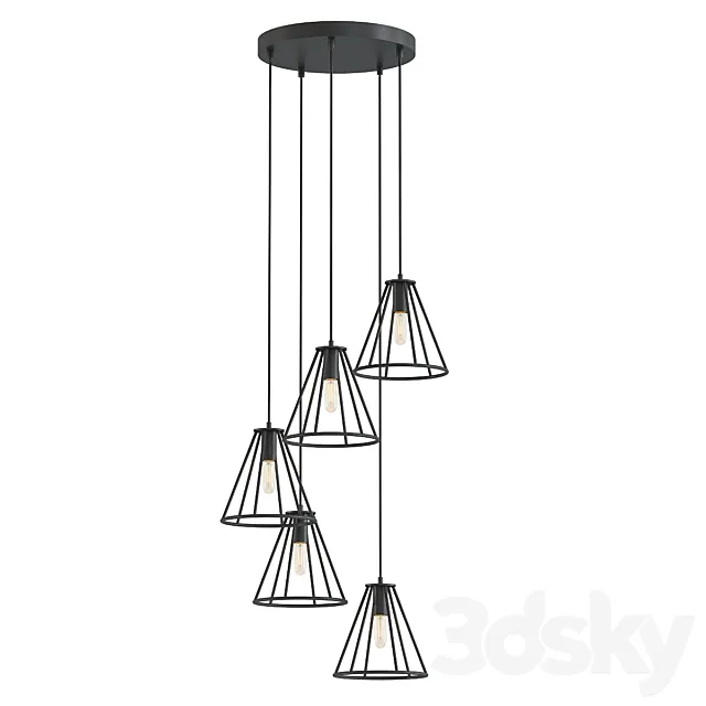 Caged cone multi light pendant 3D Model Caged cone multi light pendant 3D Model