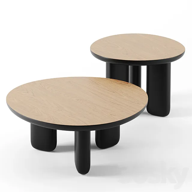 Caillou wood coffe tables by Liu Jo 3DModel