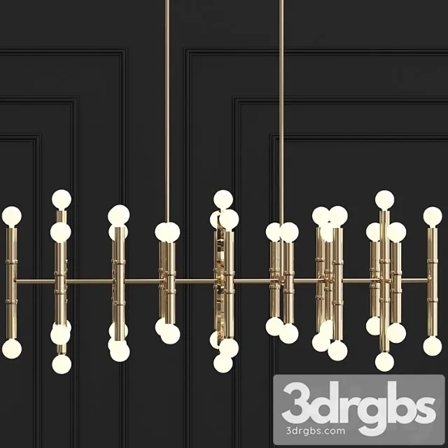 Cairo eight-arm contemporary meurice rectangular chandelier 3D Model Download