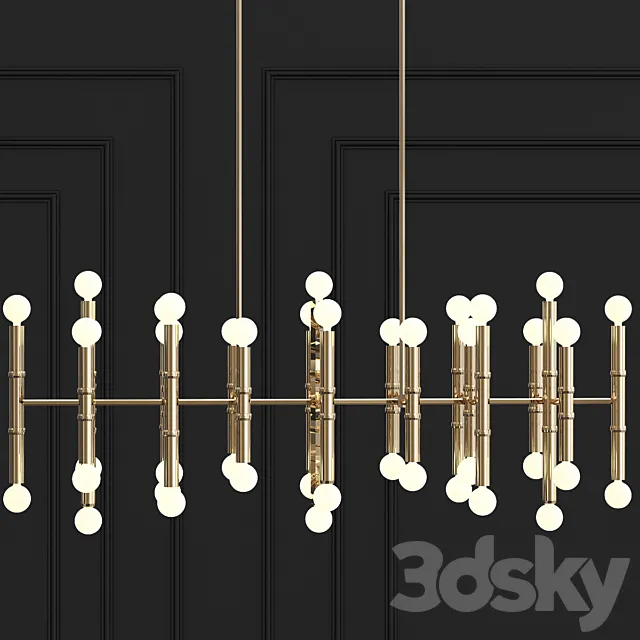 Cairo Eight-Arm Contemporary Meurice Rectangular Chandelier 3D Model