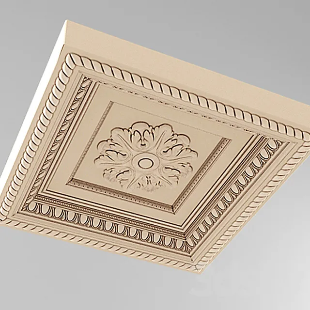 caisson coffers ceiling stucco square 3D Model