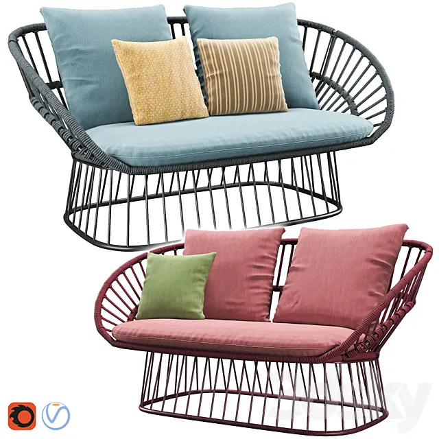 Cala 2 Seater Garden sofa By Kettal 3D Model