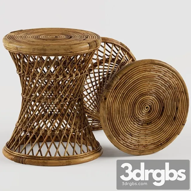 Calero Rattan Round Stool Tan 3D Model Download