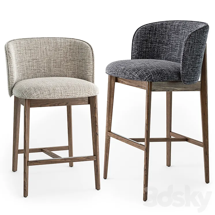 Calligaris Abrey wood stool 3D Model Free Download