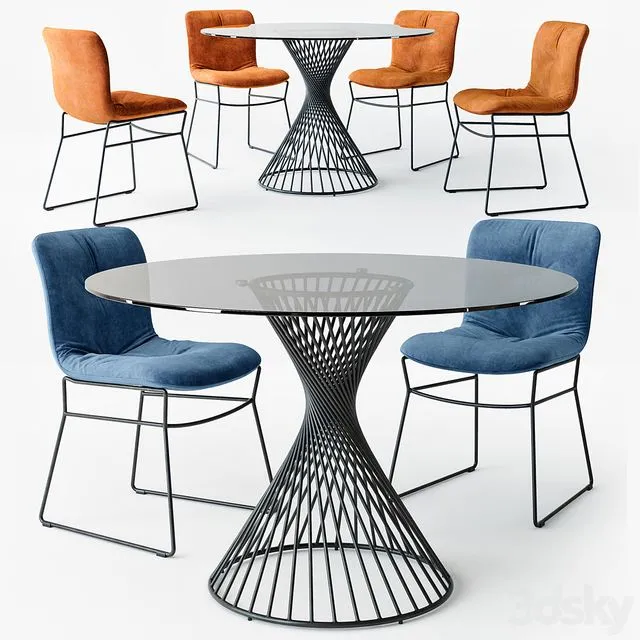 Calligaris Annie chair Vortex table 3D Model