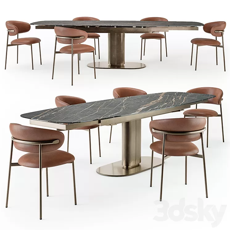 Calligaris Cameo table open Oleandro chair 3D Model