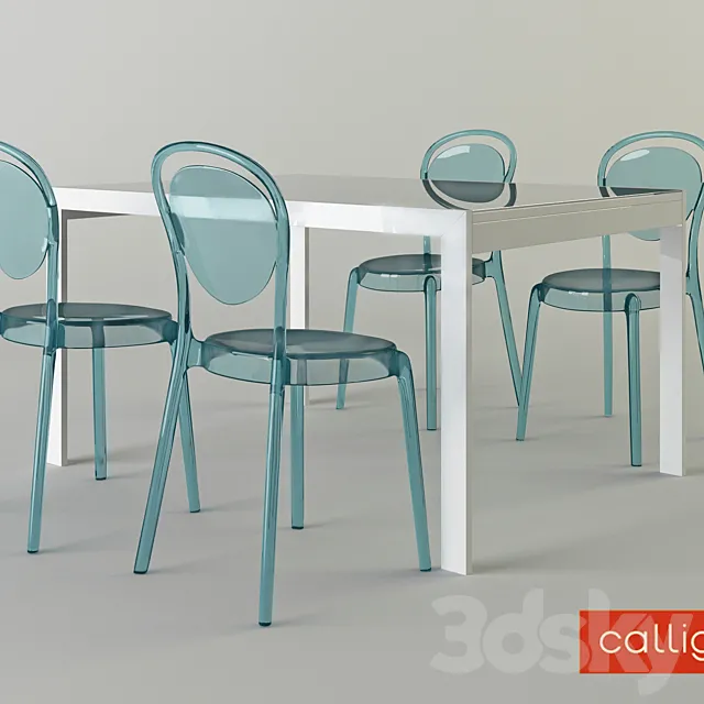 Calligaris chair parisien and table key 3DModel Calligaris chair parisien and table key 3DModel
