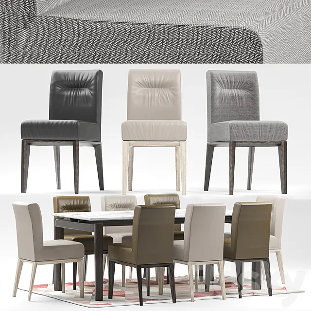 Calligaris Esteso Wood table and Calligaris Tosca chairs 3D Model