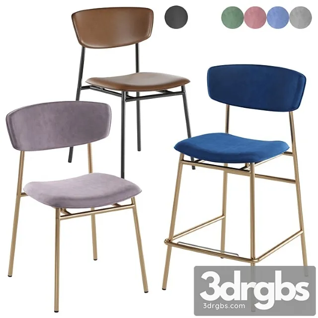 Calligaris fifties chair barstool 2 3D Model Download