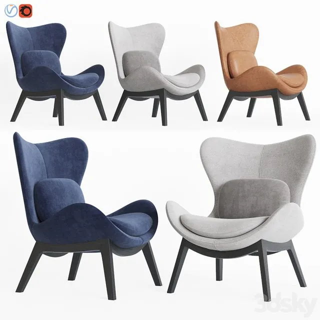 Calligaris lazy armchair (3 color) 3D Model Calligaris lazy armchair (3 color) 3D Model