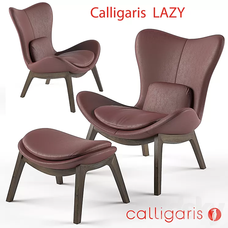 Calligaris Lazy armchair & footstool 3D Model