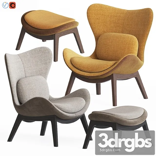 Calligaris Lazy Armchair Pouf Set 3D Model Download Calligaris Lazy Armchair Pouf Set 3D Model Download
