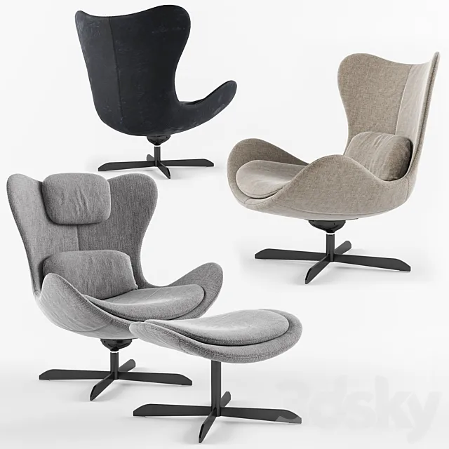 Calligaris LAZY armchair with 4 spoke base 3D Model