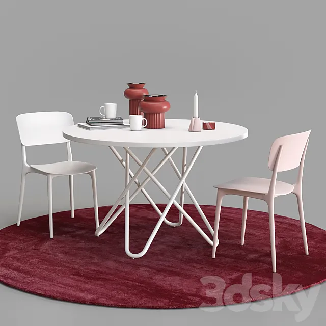 Calligaris Liberty chair and Stellar table set 3D Model