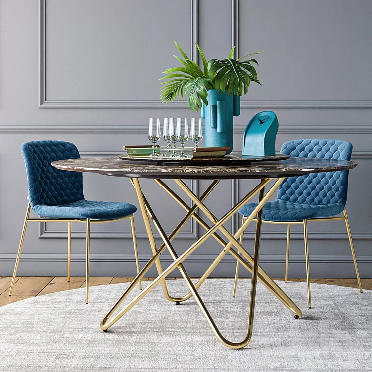 Calligaris Love chair Stellar table set 3D Model