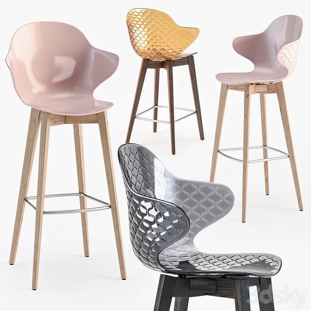 Calligaris saint tropez wood stool 3D Model Calligaris saint tropez wood stool 3D Model