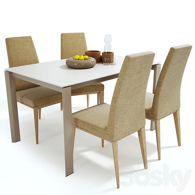Calligaris set table Duca chair Bess 3D Model Calligaris set table Duca chair Bess 3D Model