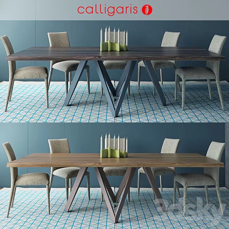 Calligaris table CARTESIO Table_ANÄIS Chair 3D Model Calligaris table CARTESIO Table_ANÄIS Chair 3D Model
