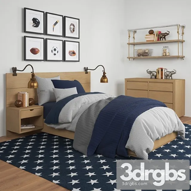 Callum floating nightstand platform bed restoration hardware 2 3D Model Download