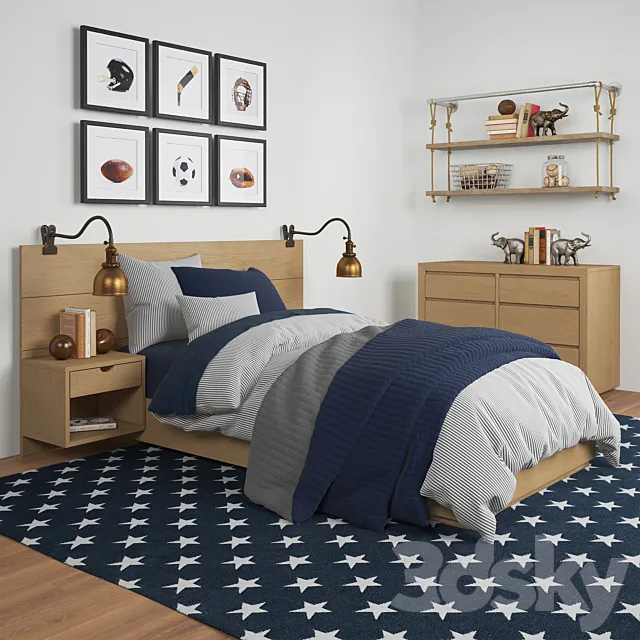 CALLUM FLOATING NIGHTSTAND PLATFORM BED. Restoration Hardware 3DModel CALLUM FLOATING NIGHTSTAND PLATFORM BED. Restoration Hardware 3DModel