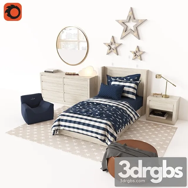 Callum Platform Bed With Headboard 3D Model Download