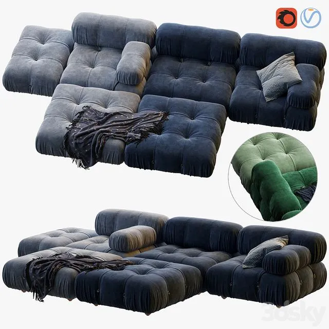 Camaleonda Sofa by B&b Italia (blue and green) 3D Model Camaleonda Sofa by B&b Italia (blue and green) 3D Model