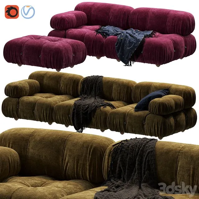 Camaleonda Sofa by B&b Italia (with plaid) 3D Model