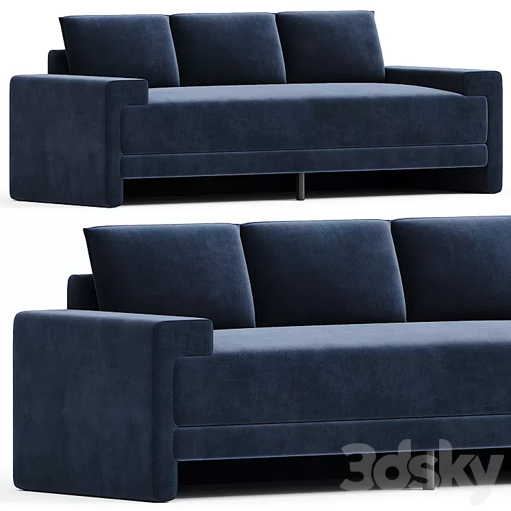 CAMDEN INK BLUE VELVET SOFA 3D Model Free Download