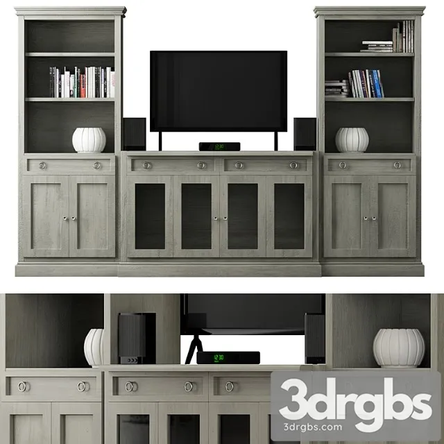 Cameo 4-piece gray storage bookcase entertainment 3D Model Download