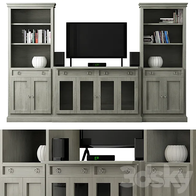 Cameo 4-Piece Gray Storage Bookcase Entertainment 3D Model Cameo 4-Piece Gray Storage Bookcase Entertainment 3D Model