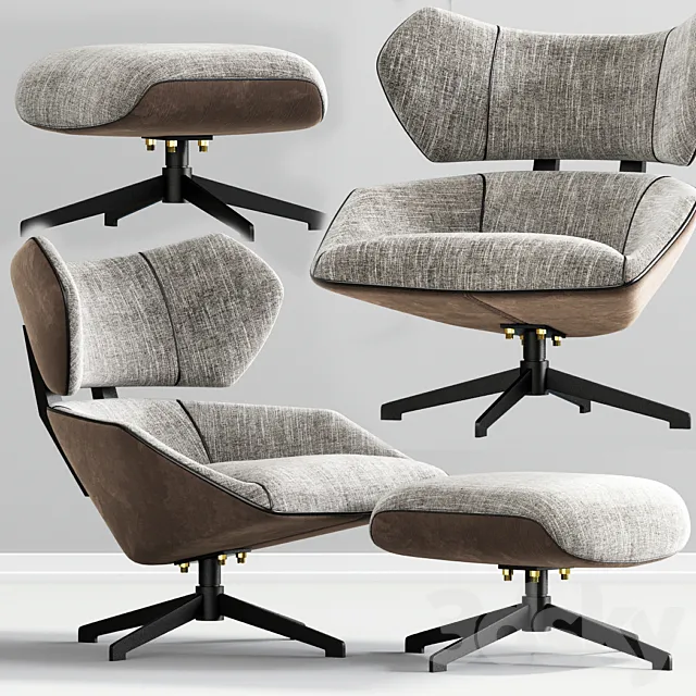 Camila armchair and pouf 3DModel Camila armchair and pouf 3DModel