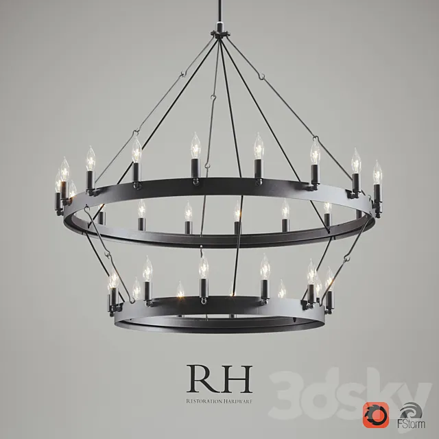 CAMINO VINTAGE CANDELABRA 2-TIER CHANDELIER 3D Model
