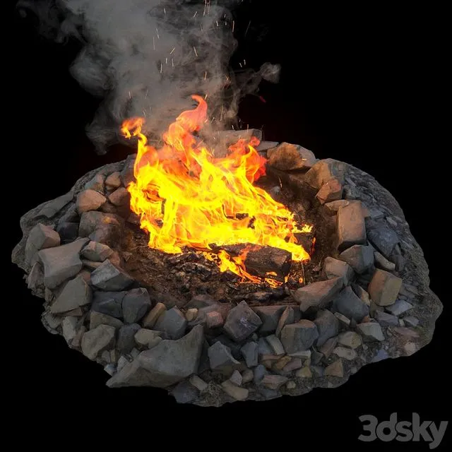 Campfire 01 3D Model Campfire 01 3D Model