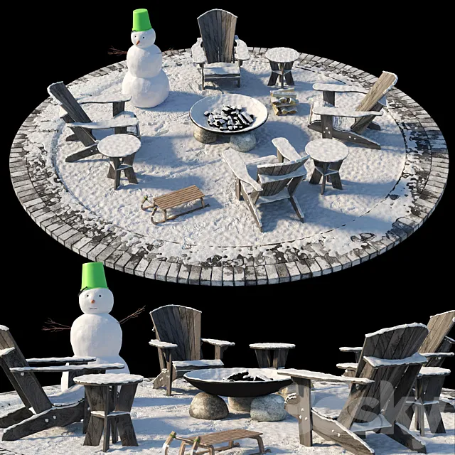Campfire zone (winter) 3D Model