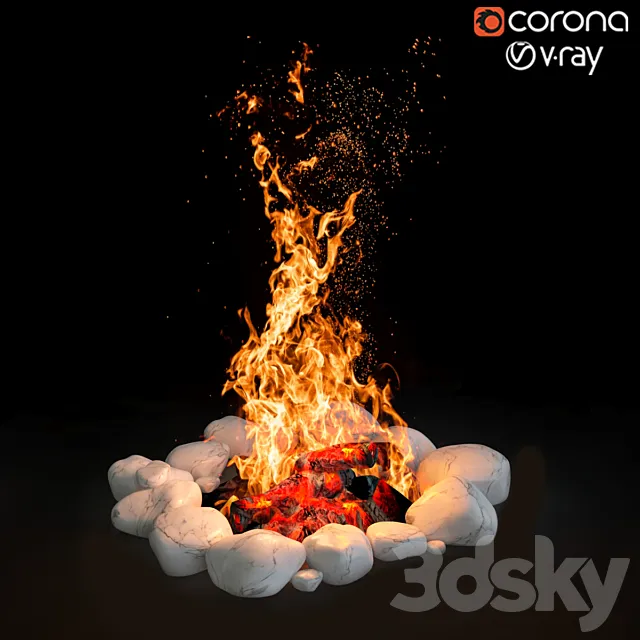 camping fire 003 3D Model