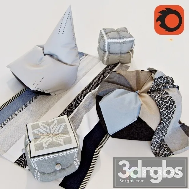 Camping Pouf Set 3D Model Download