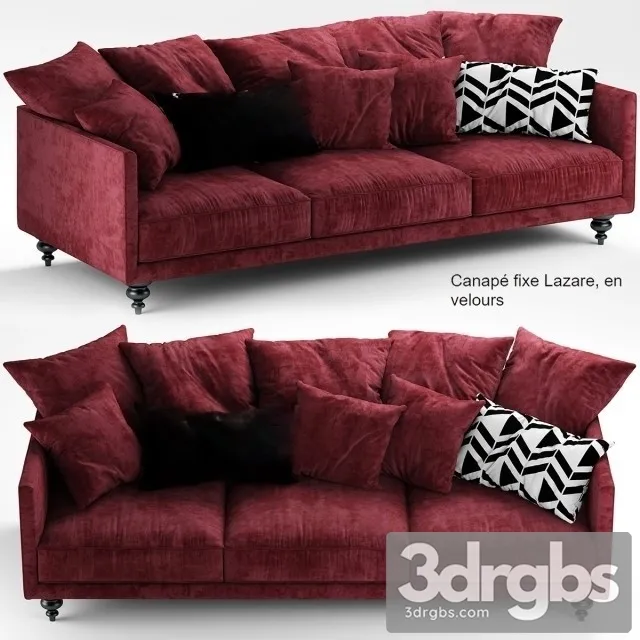 Canape Angle Velours Sofa 01 3D Model Download Canape Angle Velours Sofa 01 3D Model Download