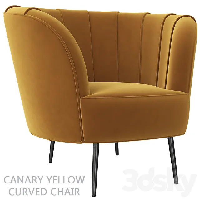 Canary yellow curved chair 3DModel