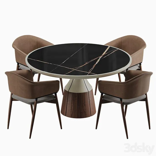 Canazei table and Nisida chair 3D Model