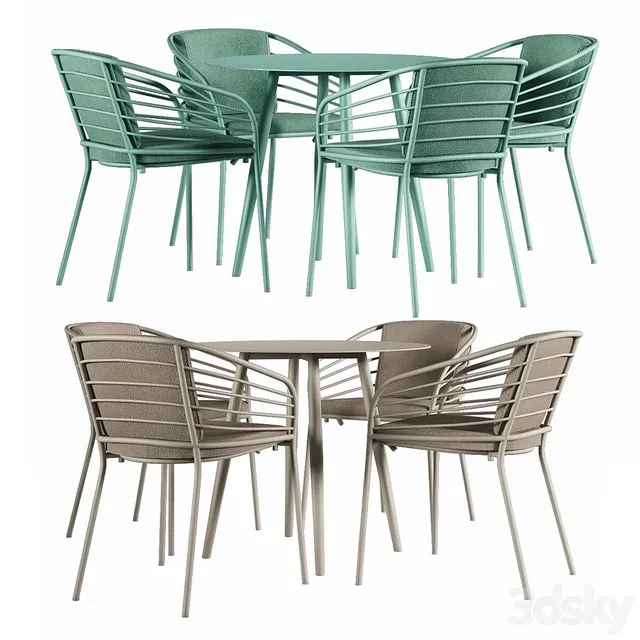 Cancún outdoor cafe table and chair set by BoConcept 3D Model