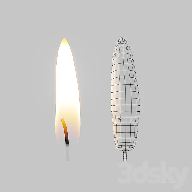 Candle flame with animation 3D Model