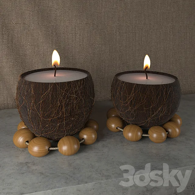 Candles coconut 3D Model Candles coconut 3D Model