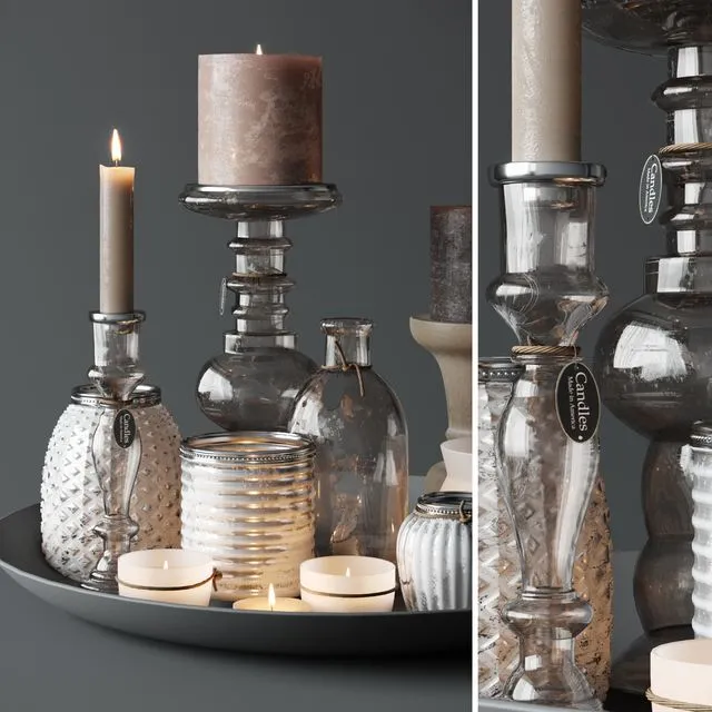 Candles set 3D Model Candles set 3D Model