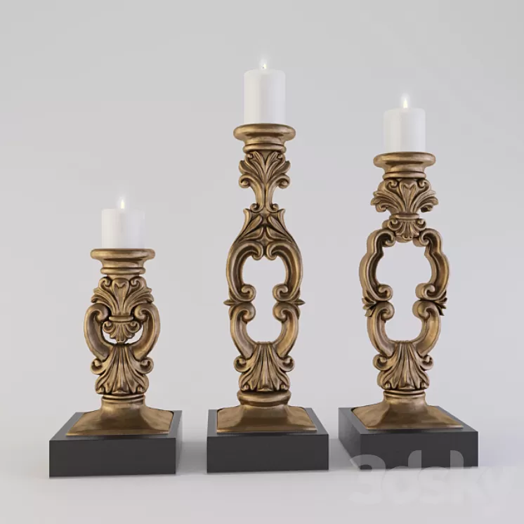Candlesticks and candles (podsvechniki so svechami) 3D Model