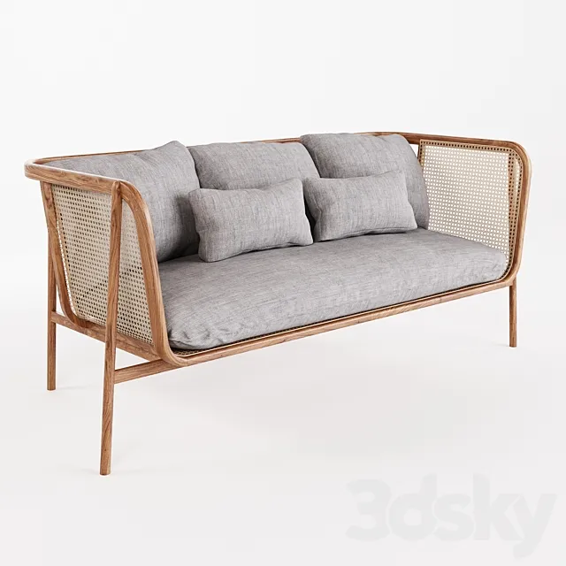 Cane Collection Rattan One Seat Sofa 3D Model