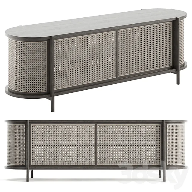Cane Low cabinet 03 3D Model Cane Low cabinet 03 3D Model