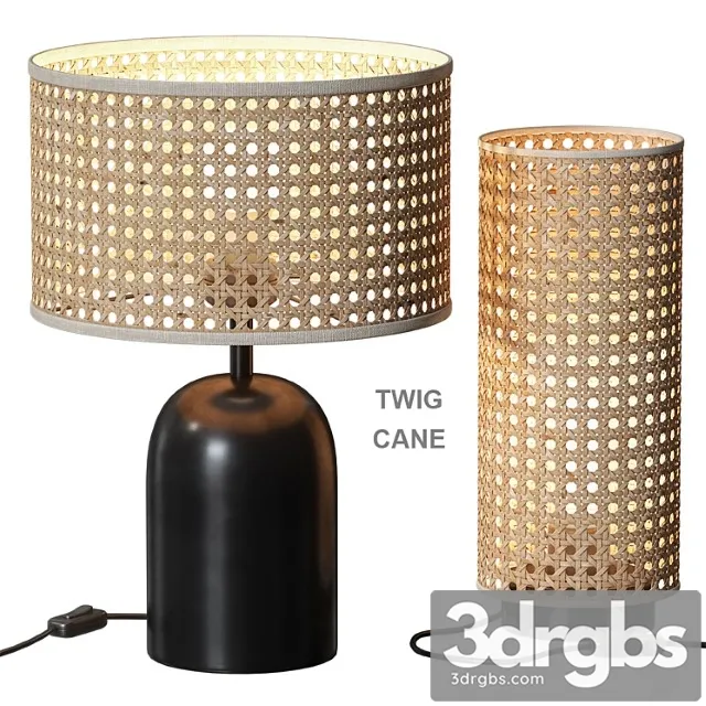 Cane table lamp with rattan keria Cane table lamp with rattan keria
