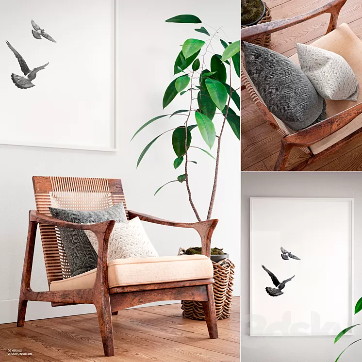 Canoe Lounge Chair. Scandinavian set. 3D Model