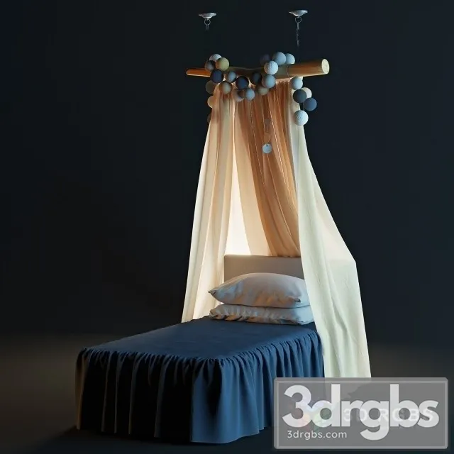 Canopy Single Spa Bed 3D Model Download