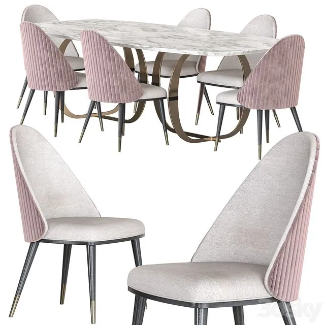 Capital Collection Convivio Table and Diva Chair Dining Set 3D Model